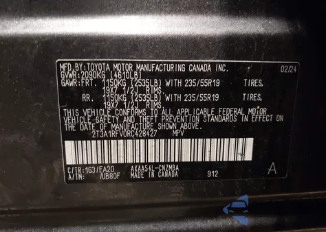 2024 Toyota Rav4 Xle Premium из США, поврежденный, VIN 2T3A1RFV0RC428427